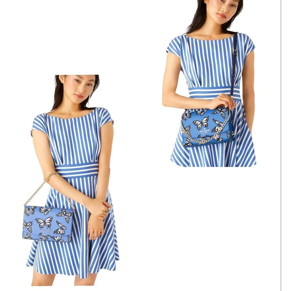 🔥NWT KATE SPADE CARSON CONVERTIBLE BUTTERFLY‎ LEATHER CROSSBODY IN BLAZER BLUE